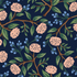 Wildwood Peonies Navy fabric by Rifle Paper Co. – peonies on navy cotton quilting fabric, 43″ wide