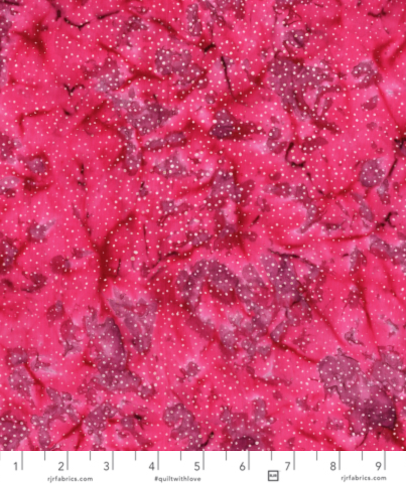 Blossom Batiks - Cascade - Droplets - Bougainvillea Fabric by Flaurie & Finch featuring pink and magenta droplet patterns