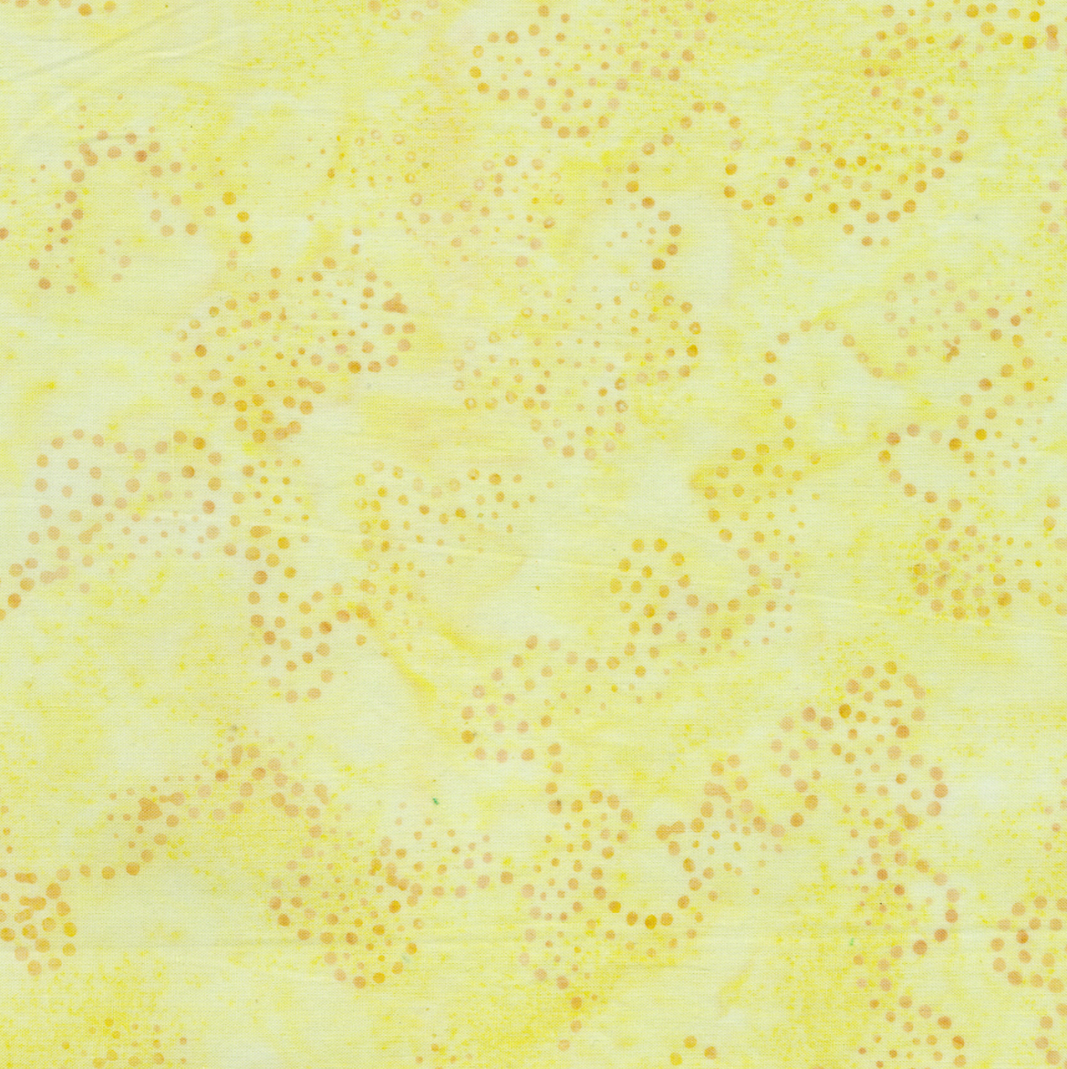 Malam Batiks VI Dots Yellow Green Fabric by Jinny Beyer – Hand-dyed cotton batik with dot pattern in vibrant yellow-green tones.