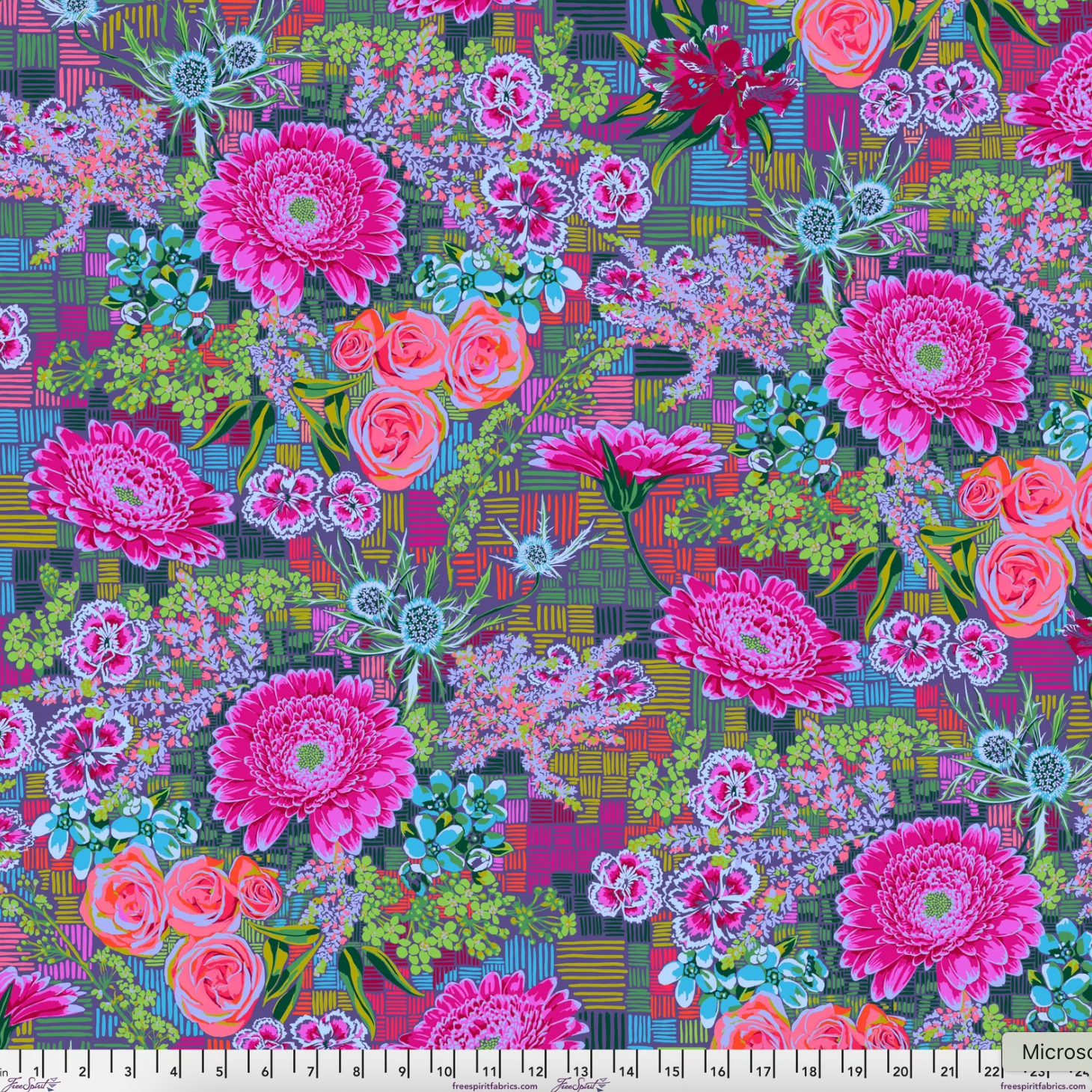 Love Always AM – Tapestry Summer Cotton Lawn by Anna Maria Horner with boho floral design in coral, pink, and gold on soft, lightweight cotton.