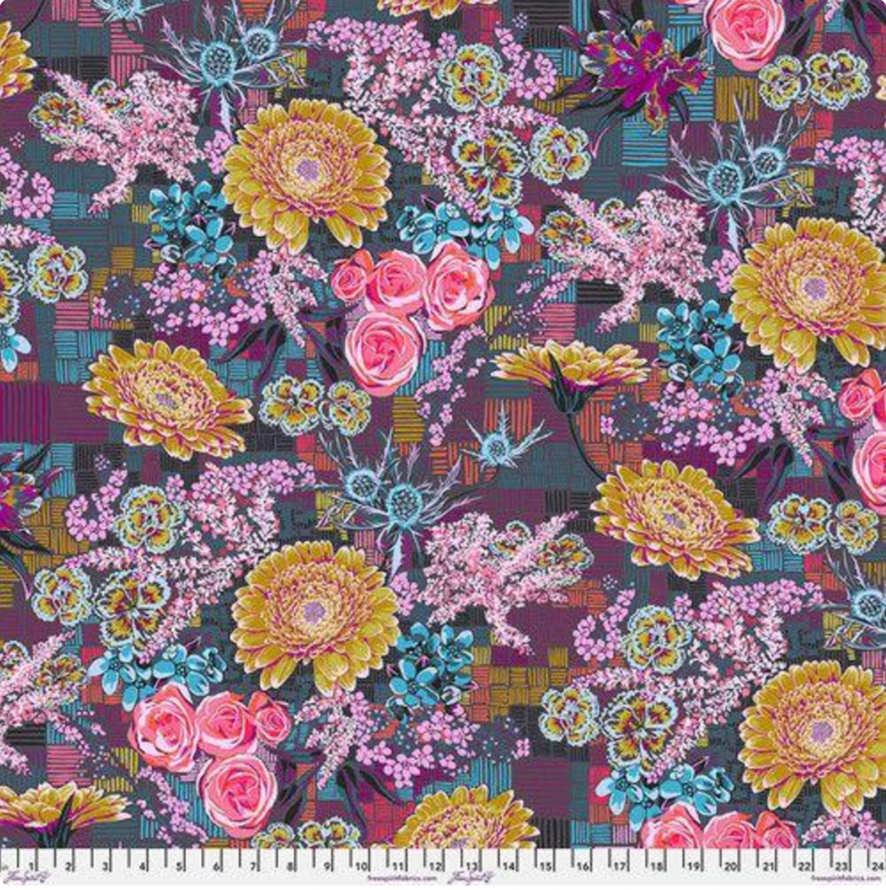 Love Always AM – Tapestry Autumn Cotton Lawn by Anna Maria Horner with intricate fall florals in rust, plum, and olive on soft cotton lawn.