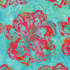 Blossom Batiks – Marble Flower in Water Lily by Flaurie & Finch – green and blue hand-dyed batik cotton fabric with floral design.