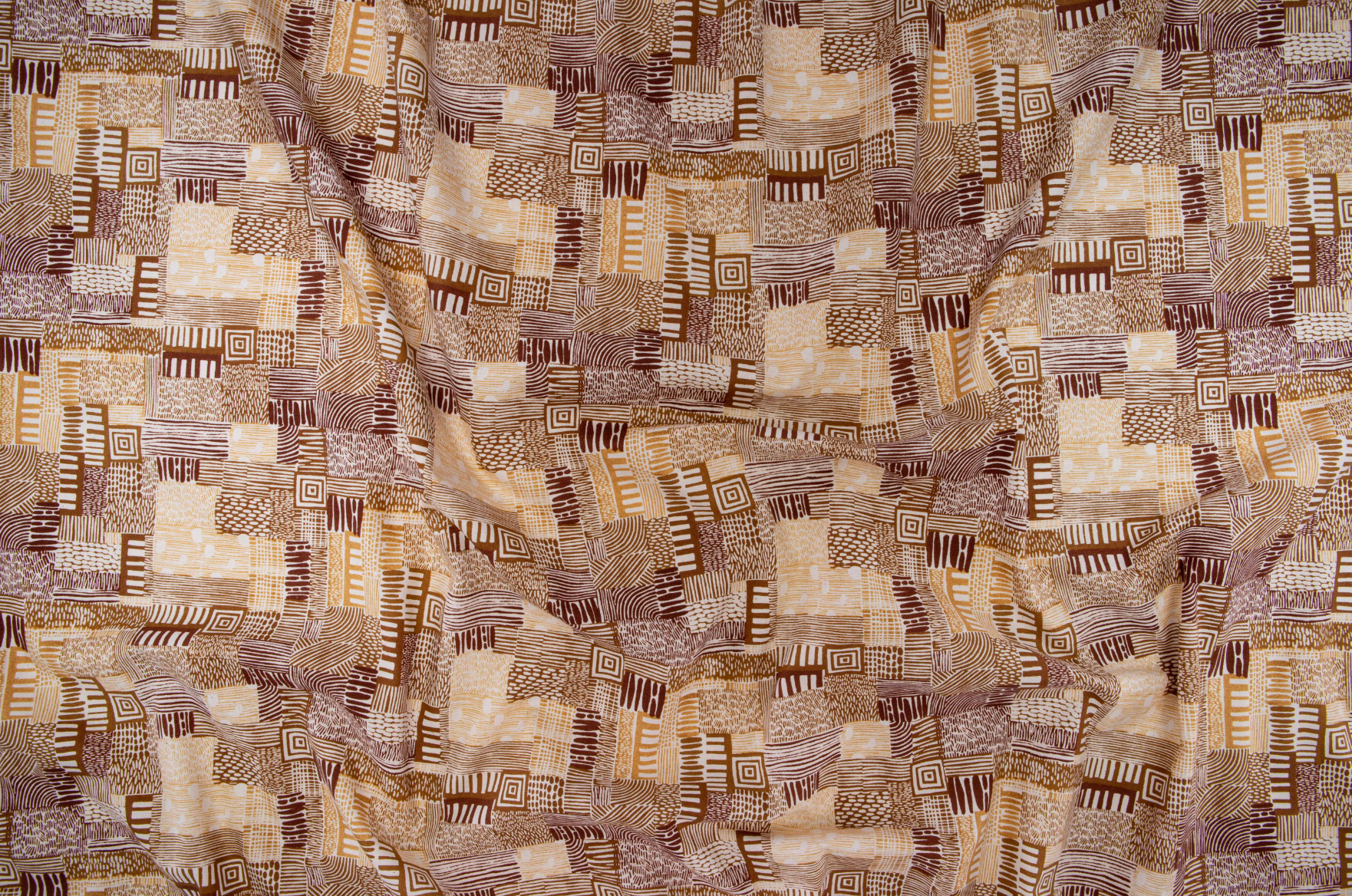 Homestead – Plots – Gold Sand Unbleached Fabric by Jeanne McGee featuring geometric motifs on a natural background.