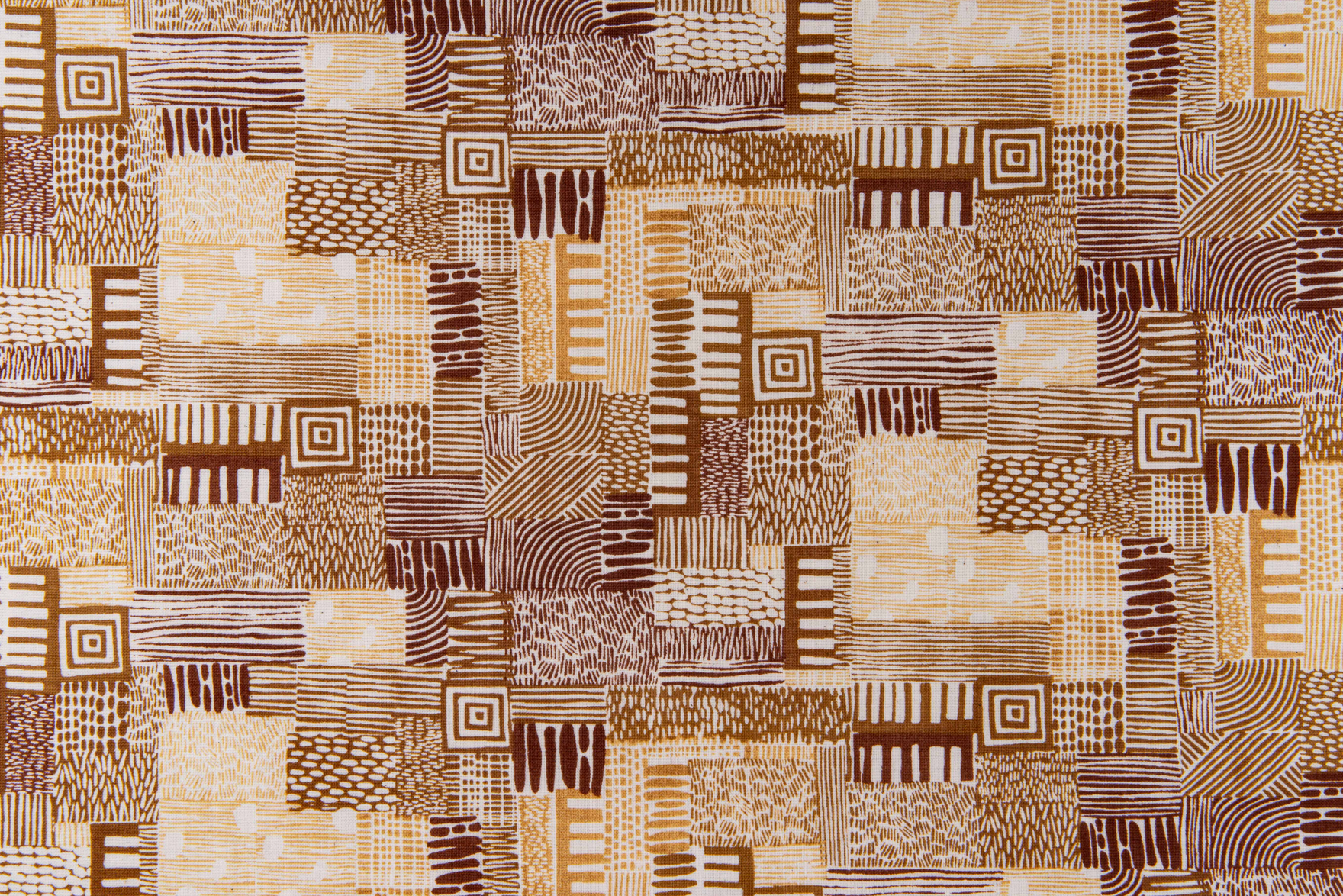 Homestead – Plots – Gold Sand Unbleached Fabric by Jeanne McGee featuring geometric motifs on a natural background.