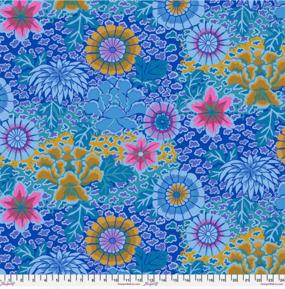 Kaffe Fassett Dream Blue floral fabric by FreeSpirit