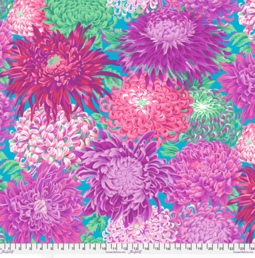 Japanese Chrysanthemum quilt backing fabric in magenta – 108” wide floral by Kaffe Fassett Collective