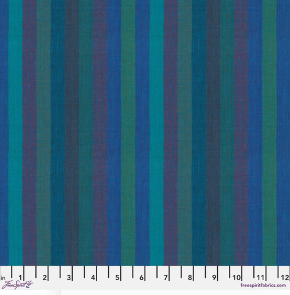 Broad Stripe Blue fabric – Kaffe Fassett Woven Stripes by FreeSpirit