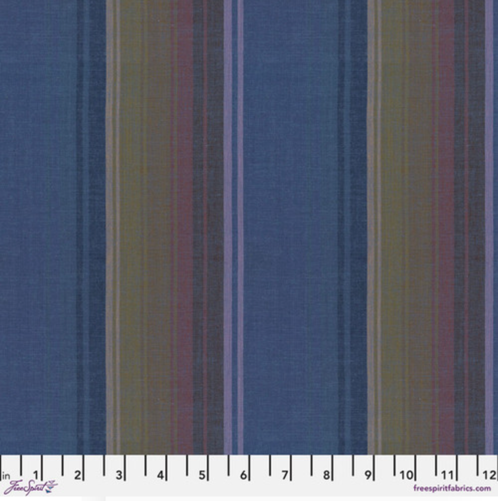 Exotic Stripe Denim fabric – Kaffe Fassett Woven Stripes by FreeSpirit