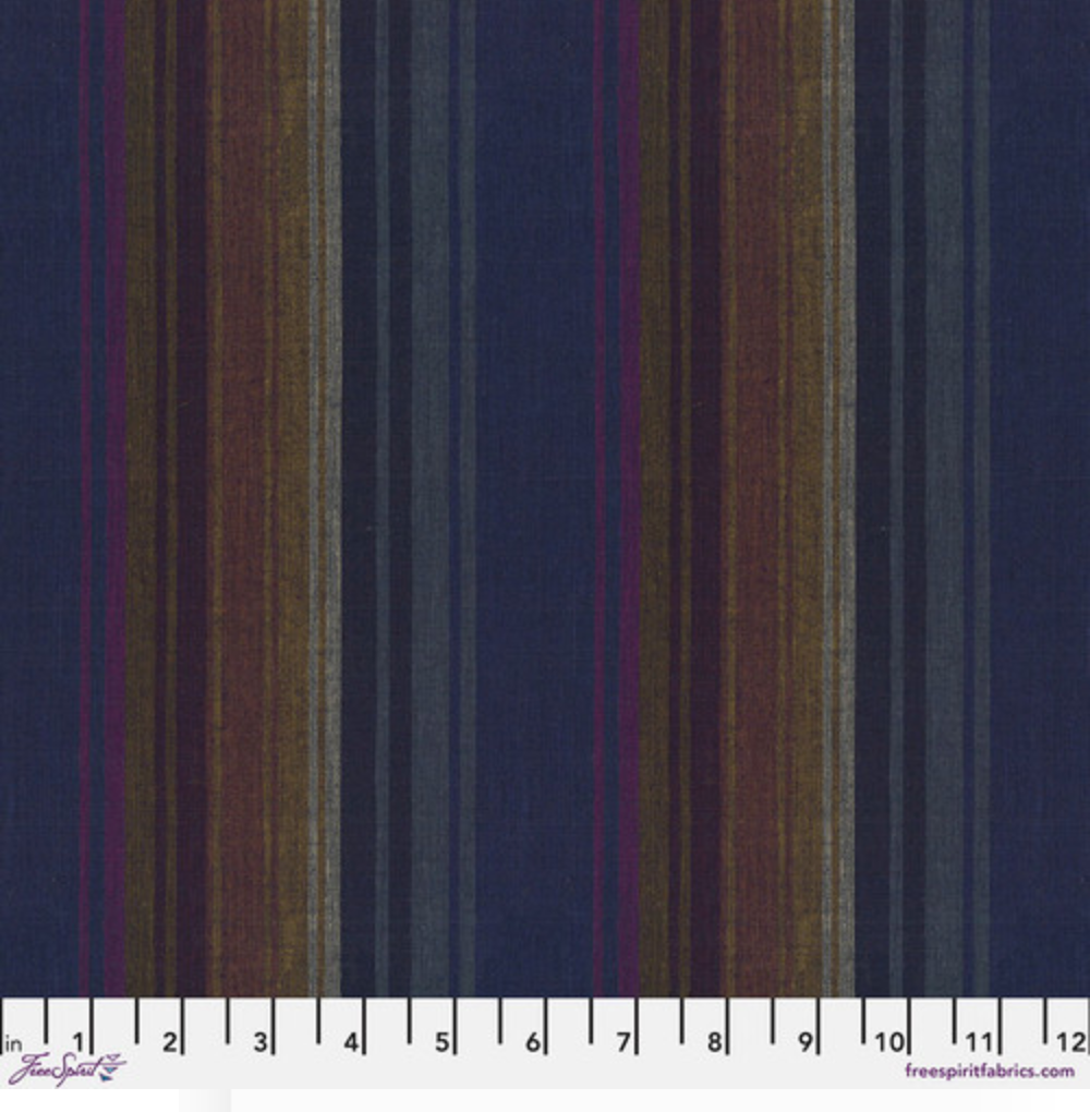 Exotic Stripe Midnight fabric – Kaffe Fassett Woven Stripes by FreeSpirit