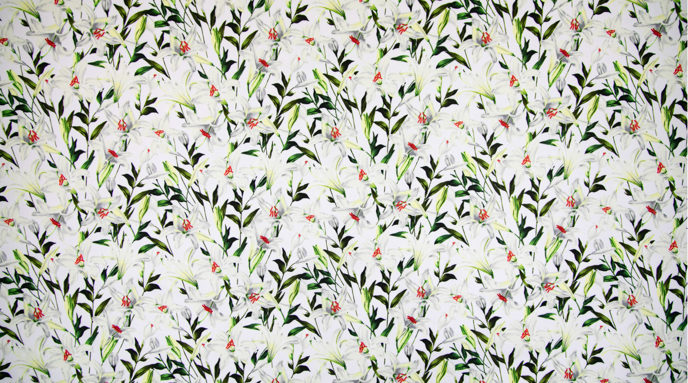 Citrus Garden - Lilies Vanilla fabric by RJR Fabrics (RJ1403-VA3) with cream and ivory lily floral print on 100% cotton.