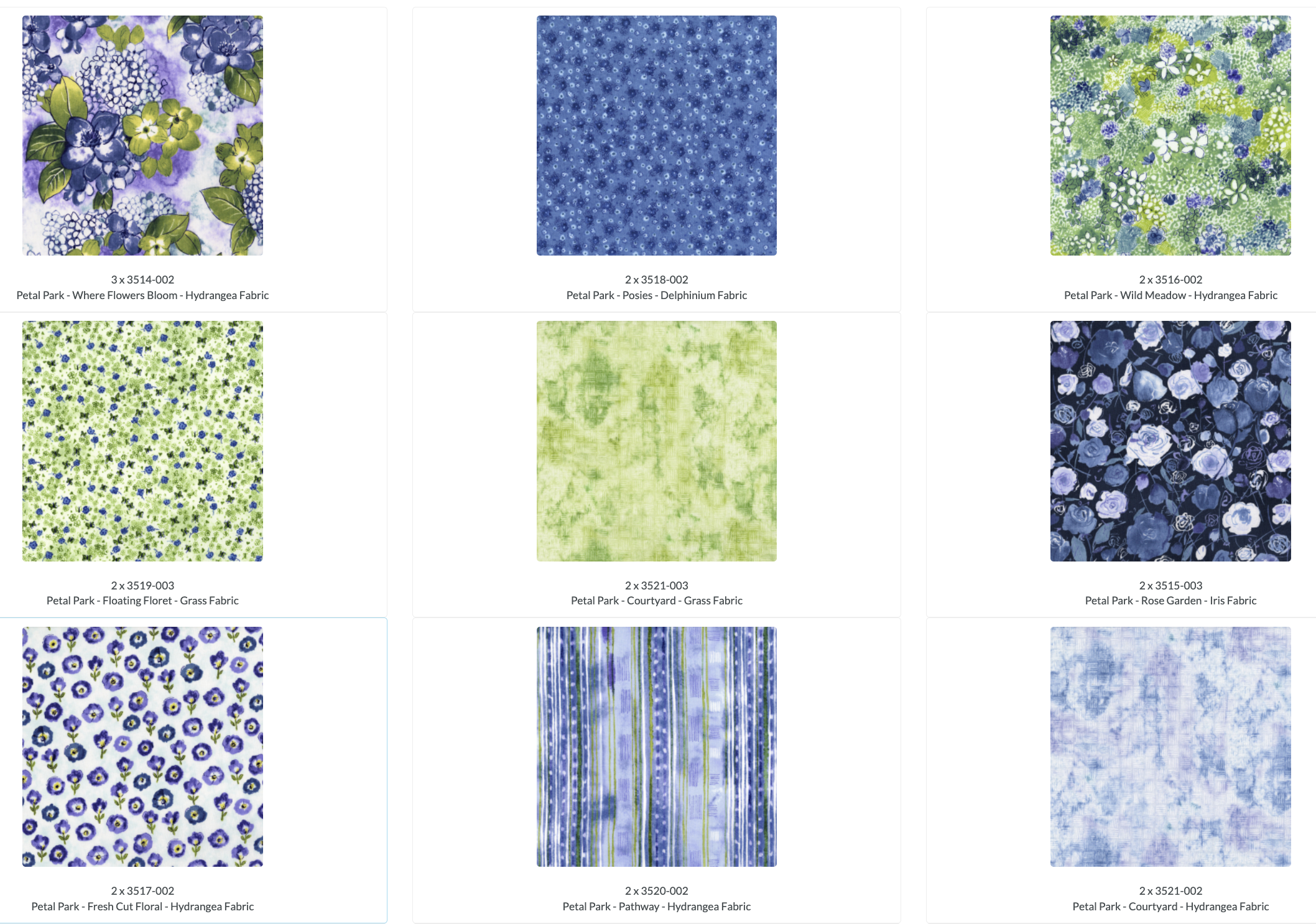 Petal Park Patty Cake by RJR Studio for RJR Fabrics – Floral 10" precut cotton fabric squares in soft spring colors.