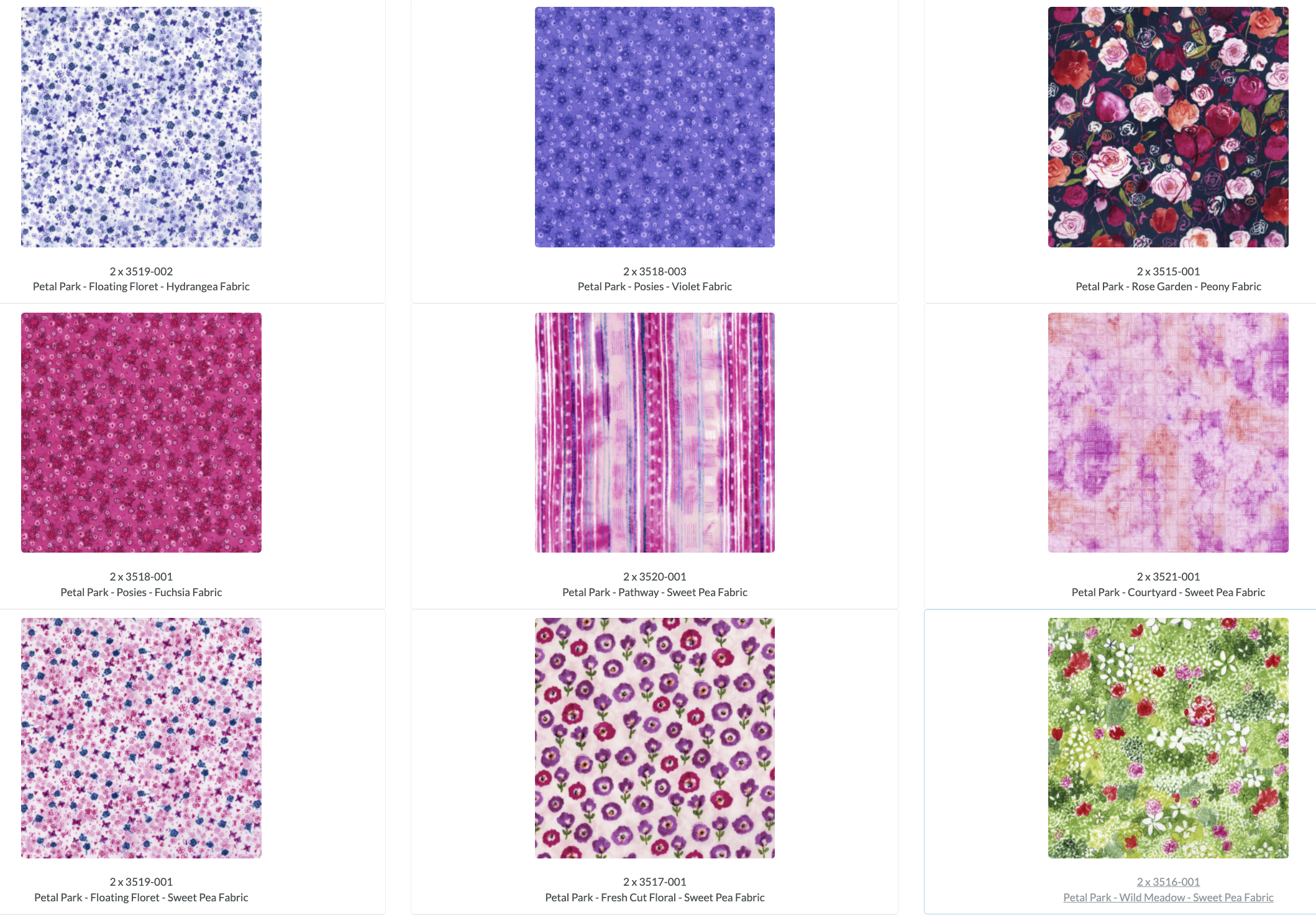 Petal Park Patty Cake by RJR Studio for RJR Fabrics – Floral 10" precut cotton fabric squares in soft spring colors.