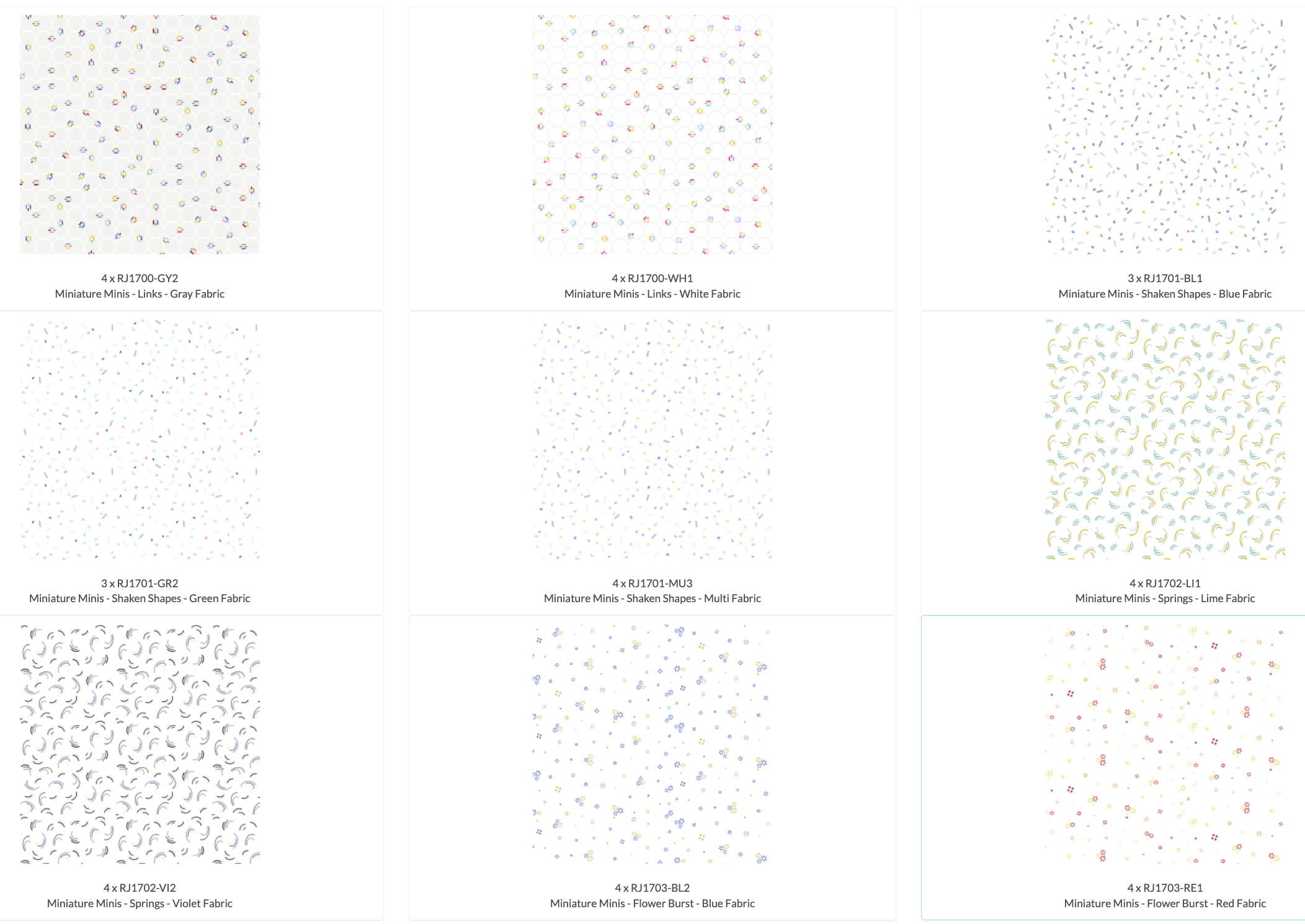 Miniature Minis 10X10 Pack/Layer Cake