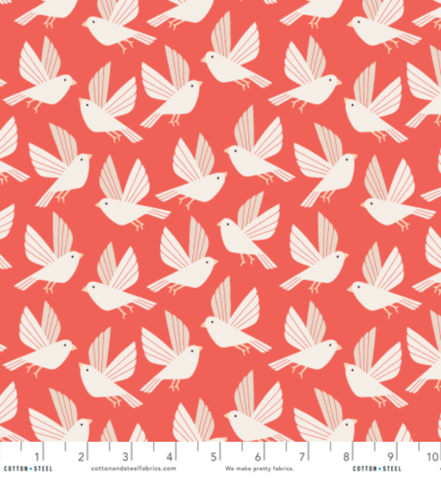 Free As A Bird Rise Above Fabric by Loes Van Oosten – modern flying bird print from the Wild & Free collection for Cotton + Steel.