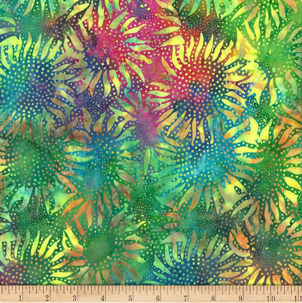 Hoffman Bali Chop Sunflower Multi Batik Fabric 884-130 hand-dyed cotton
