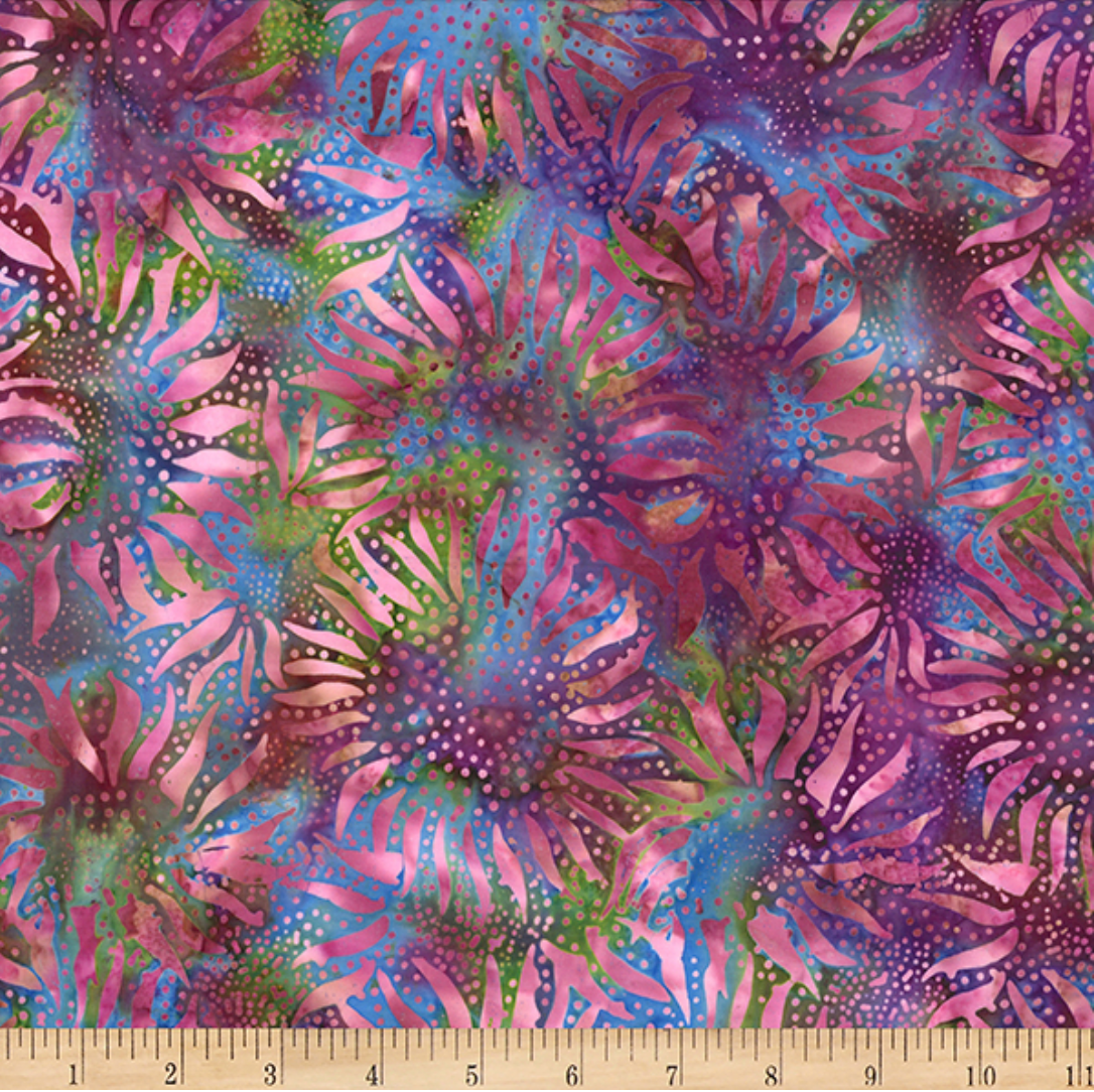 Bali Chop Sunflower Strawberry Batik Fabric by Hoffman – hand-dyed cotton