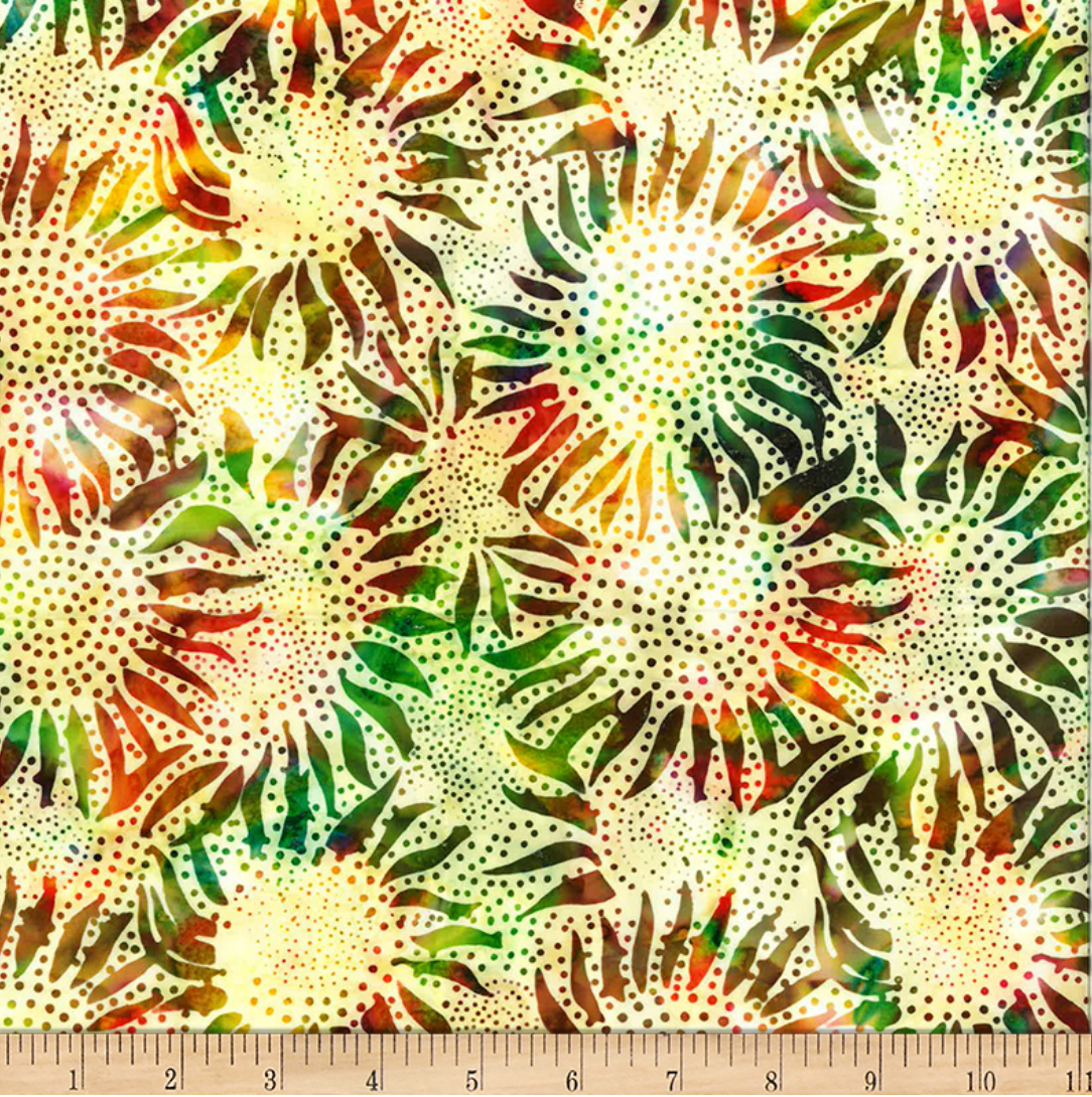 Sunflower Woodstock Batik Fabric - Bali Chop by Hoffman Fabrics