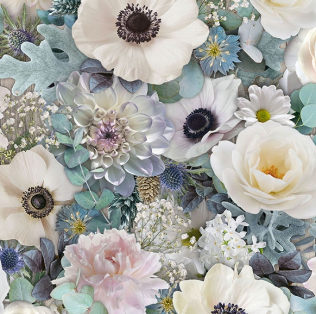 Farmhouse Blooms Floral Digital Print Fabric by Hoffman Fabrics