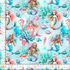 Underwater Mermaids cotton fabric by Timeless Treasures featuring whimsical mermaids and ocean life on pastel background.