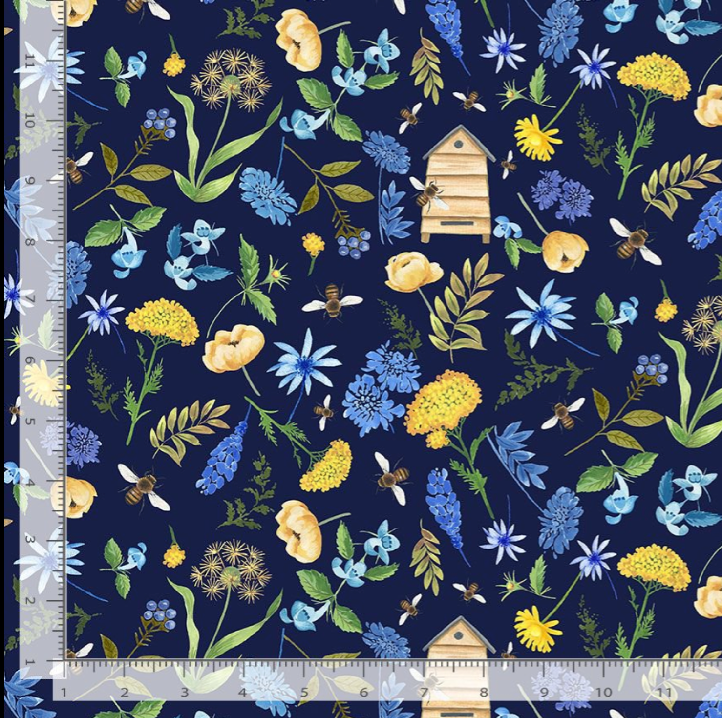 Bee & Bee Kind Tossed Small Floral navy cotton fabric by Timeless Treasures featuring tiny scattered floral print.