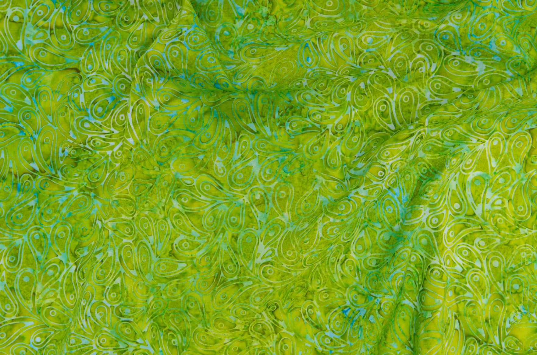 Mini Paisley Key Lime batik by Jinny Beyer - small paisley pattern on lime green cotton.