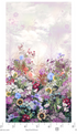 Reverie Dreamscape Early Morning quilt panel by RJR Studio - floral stems rising into a soft pastel morning sky.