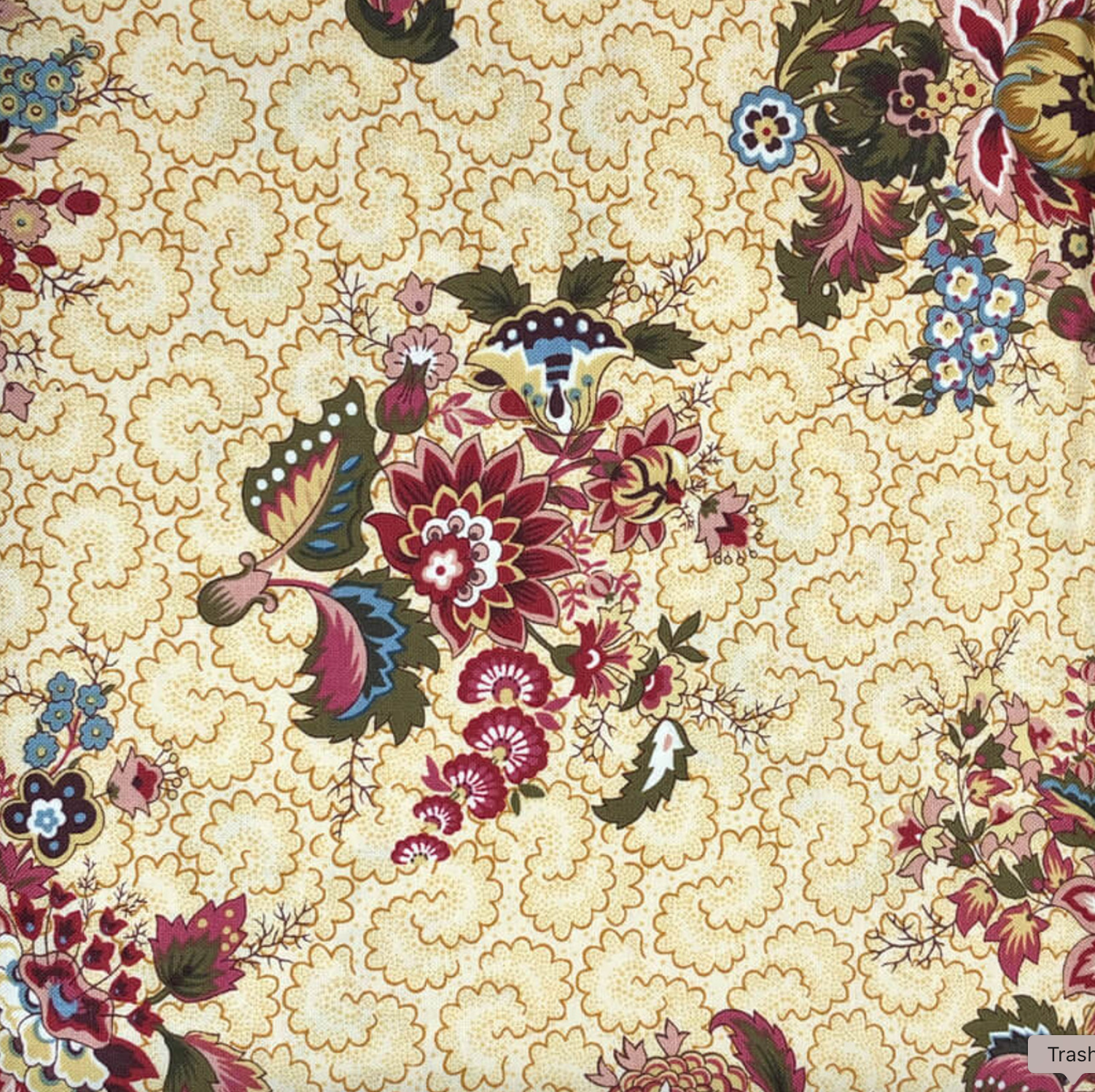 Marseille Foulard Tan Fabric by Dover Hill for Benartex – elegant foulard pattern in soft tan on 100% cotton quilting fabric.