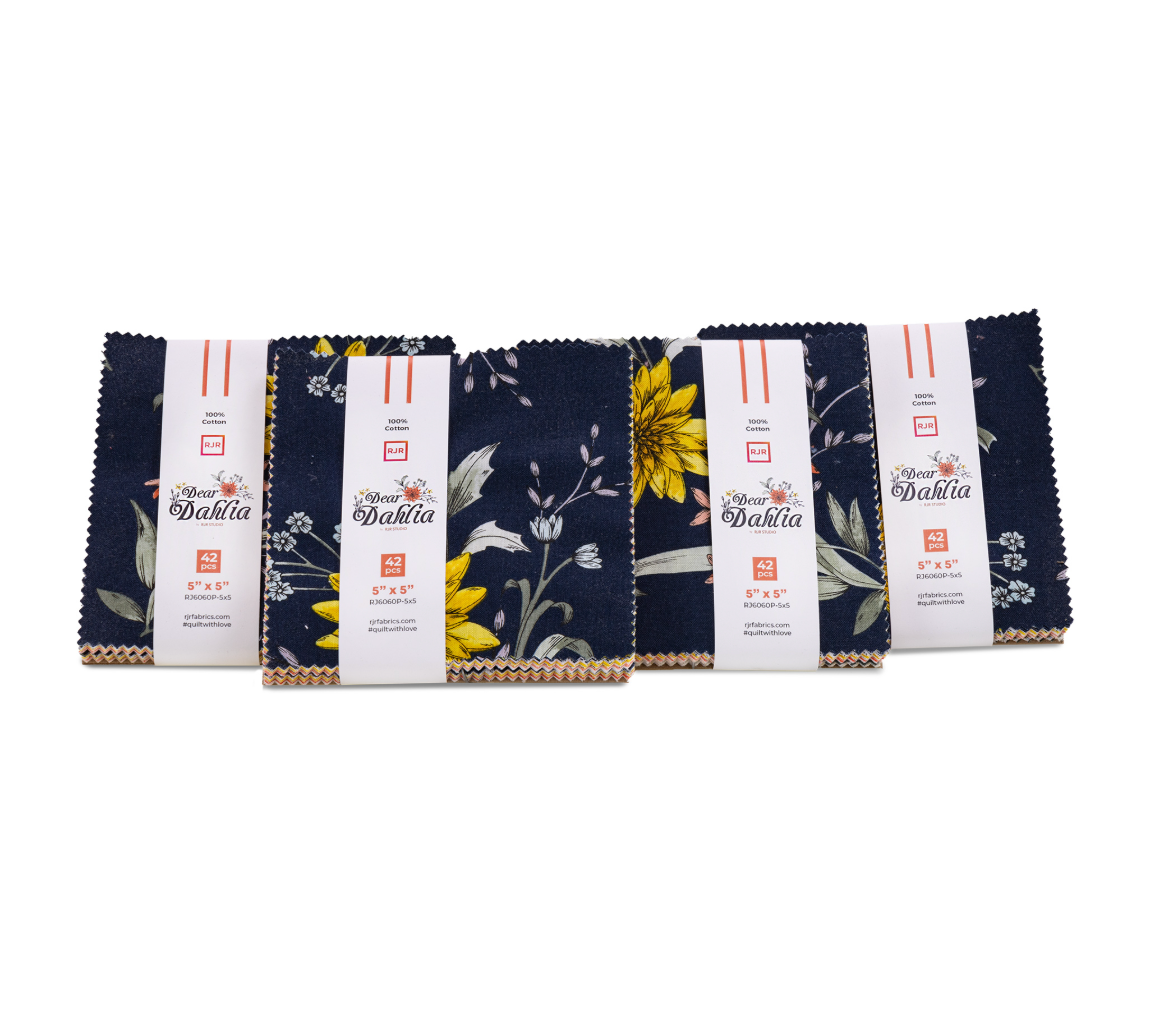 Dear Dahlia charm pack 5-inch precut fabric squares by RJR Studio for RJR Fabrics