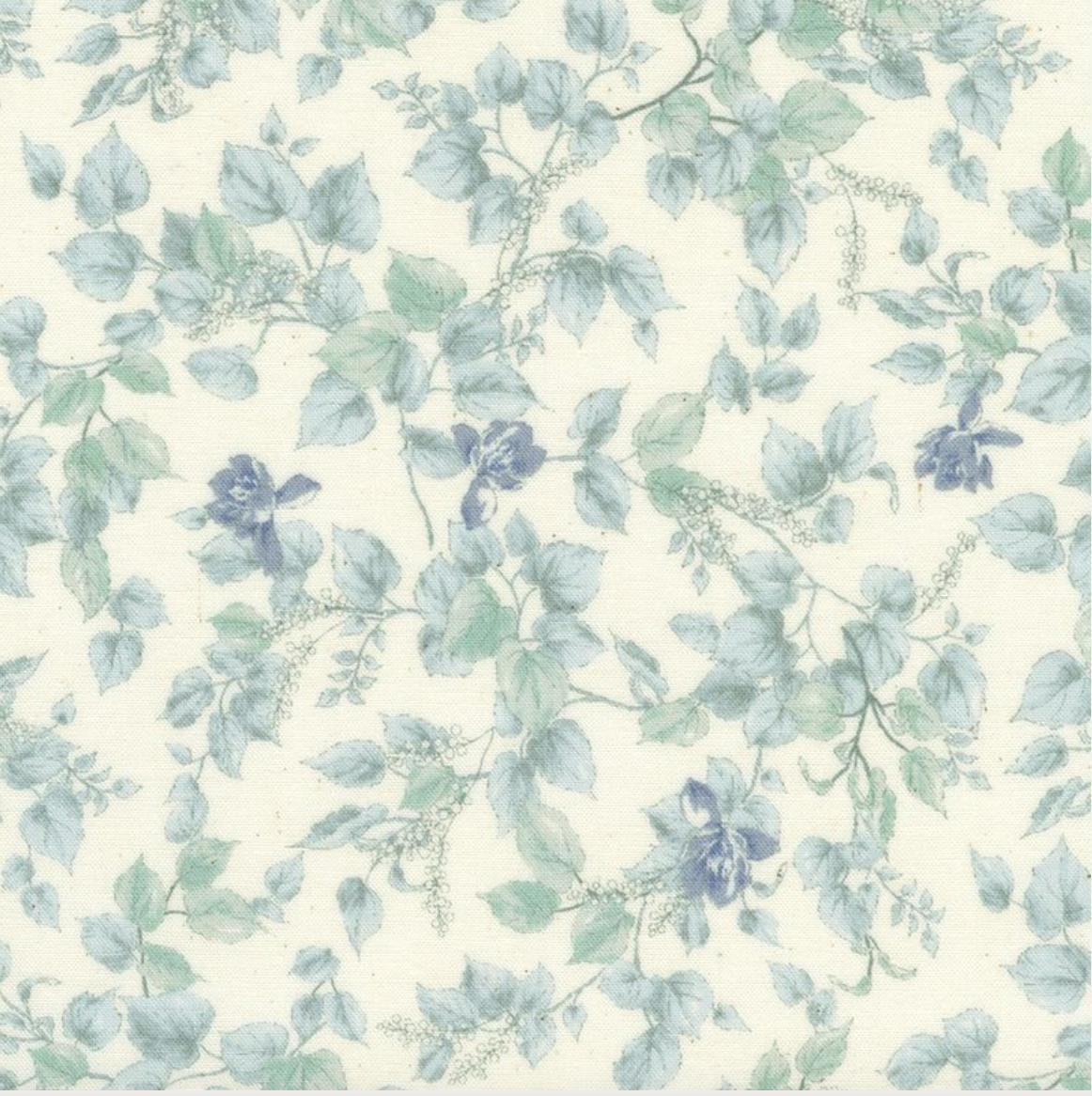 Soleil Meadows Natural Blue fabric by Sevenberry for Robert Kaufman - floral cotton print in beige with soft blue flowers