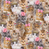 Teacup Kitty – Packed Princess Kitty Fabric by Timeless Treasures, quilting cotton with cute princess cats in crowns and pastel colors