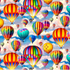 Tour Around The World – Hot Air Balloon Fabric by Dona Gelsinger for Timeless Treasures, quilting cotton with colorful balloons in blue sky