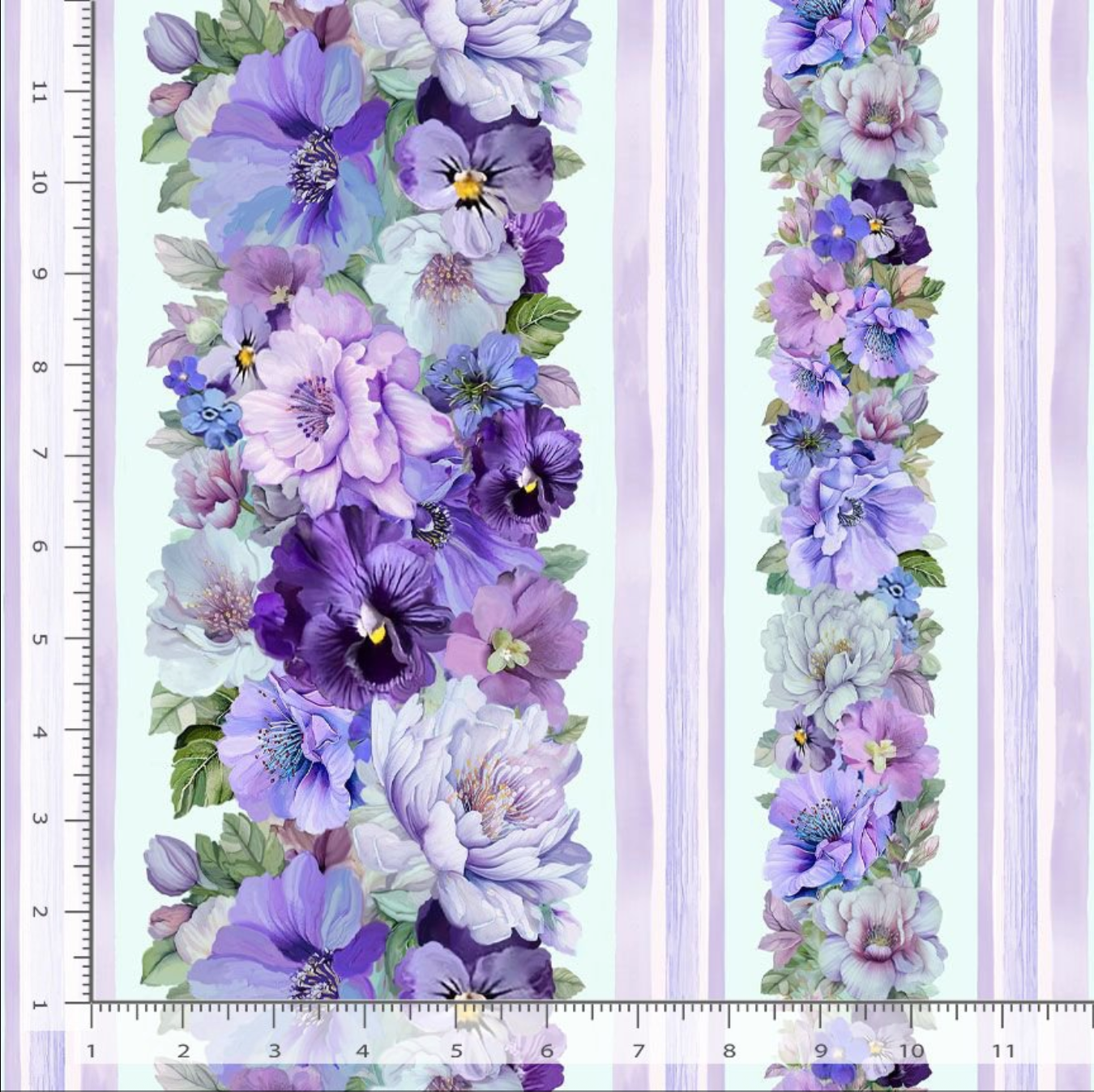 Garden Delight 11 inch Stripe Quilting Cotton Fabric – FLEUR-CD3501 MULTI by Timeless Treasures – multi-colored floral stripe design