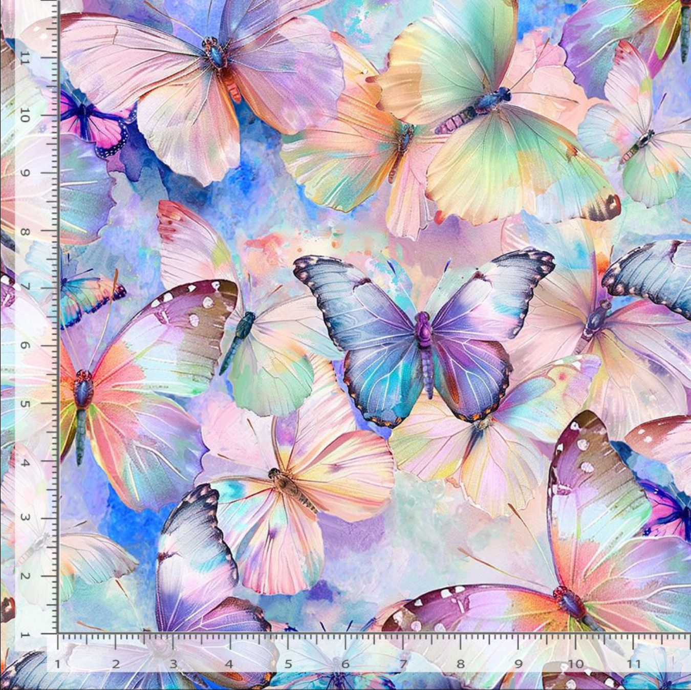 Flutter Packed Butterflies Quilting Cotton Fabric – BUG-CD3777 by Timeless Treasures – Multi-colored butterfly clusters