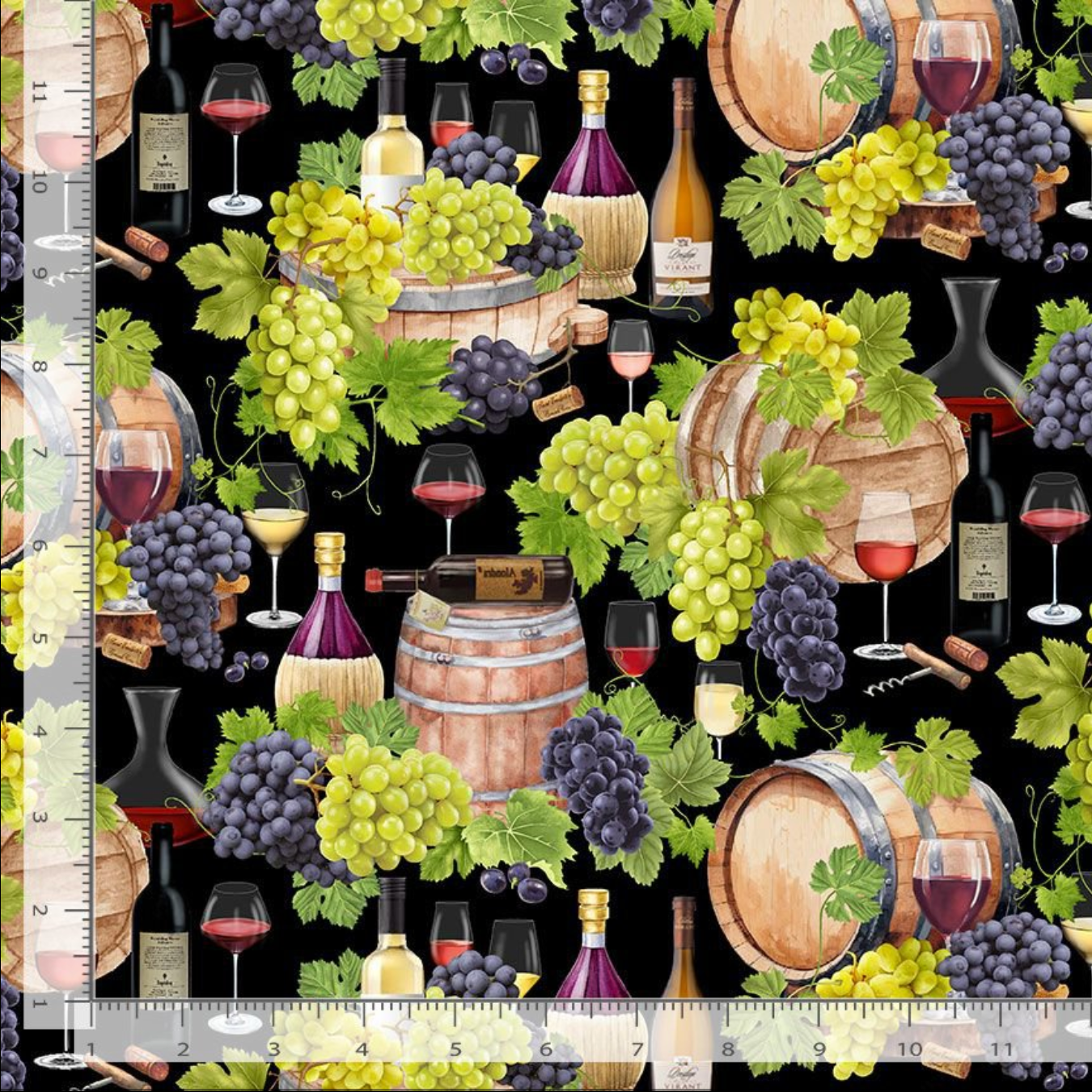 Wine Bar Vintage Wine Cellar Quilting Cotton Fabric – WINE-CD3826 by Timeless Treasures – black wine-themed prints