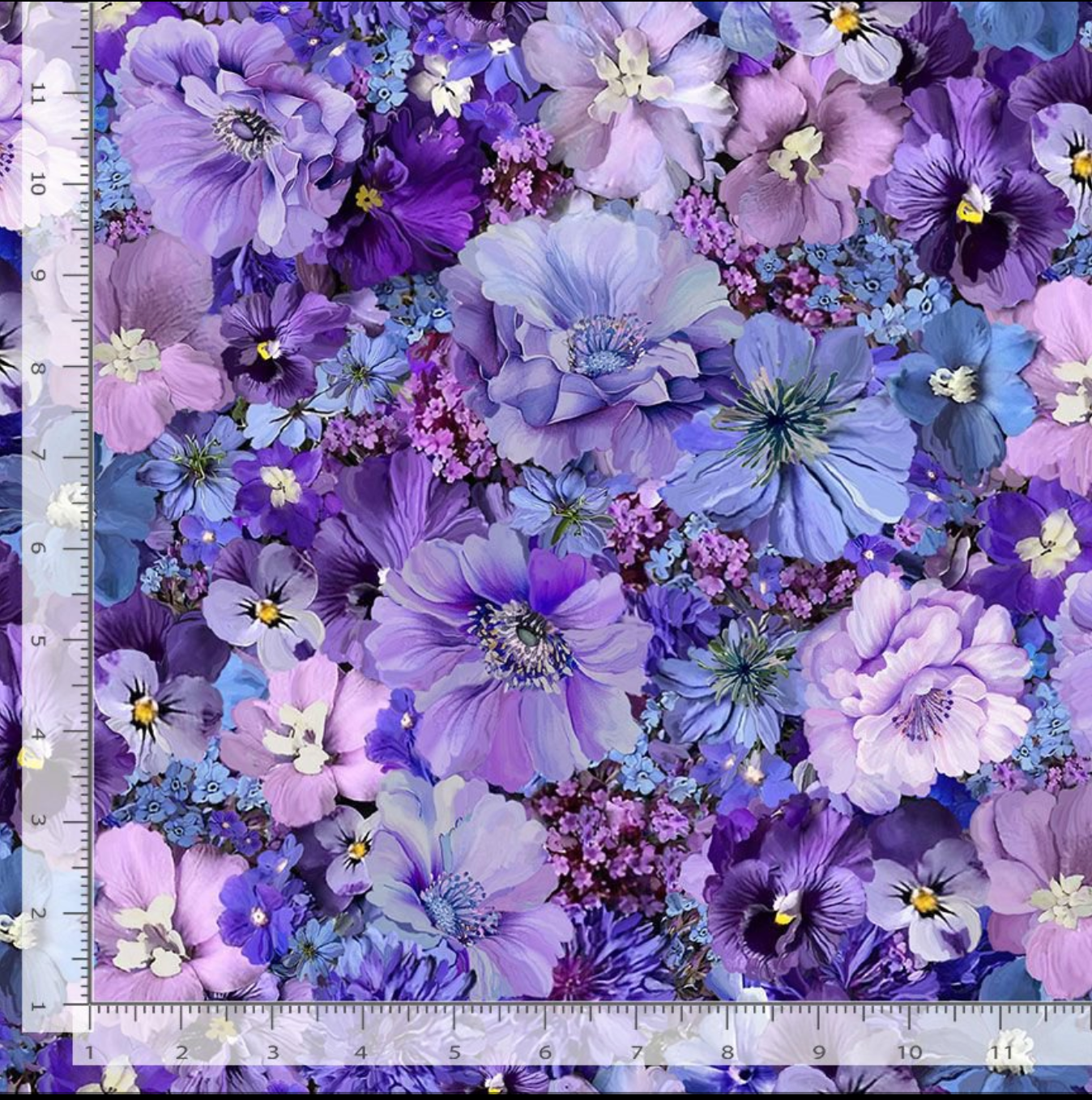 Garden Delight Packed Floral Quilting Cotton Fabric – FLEUR-CD3502 PURPLE by Timeless Treasures – vibrant purple floral print