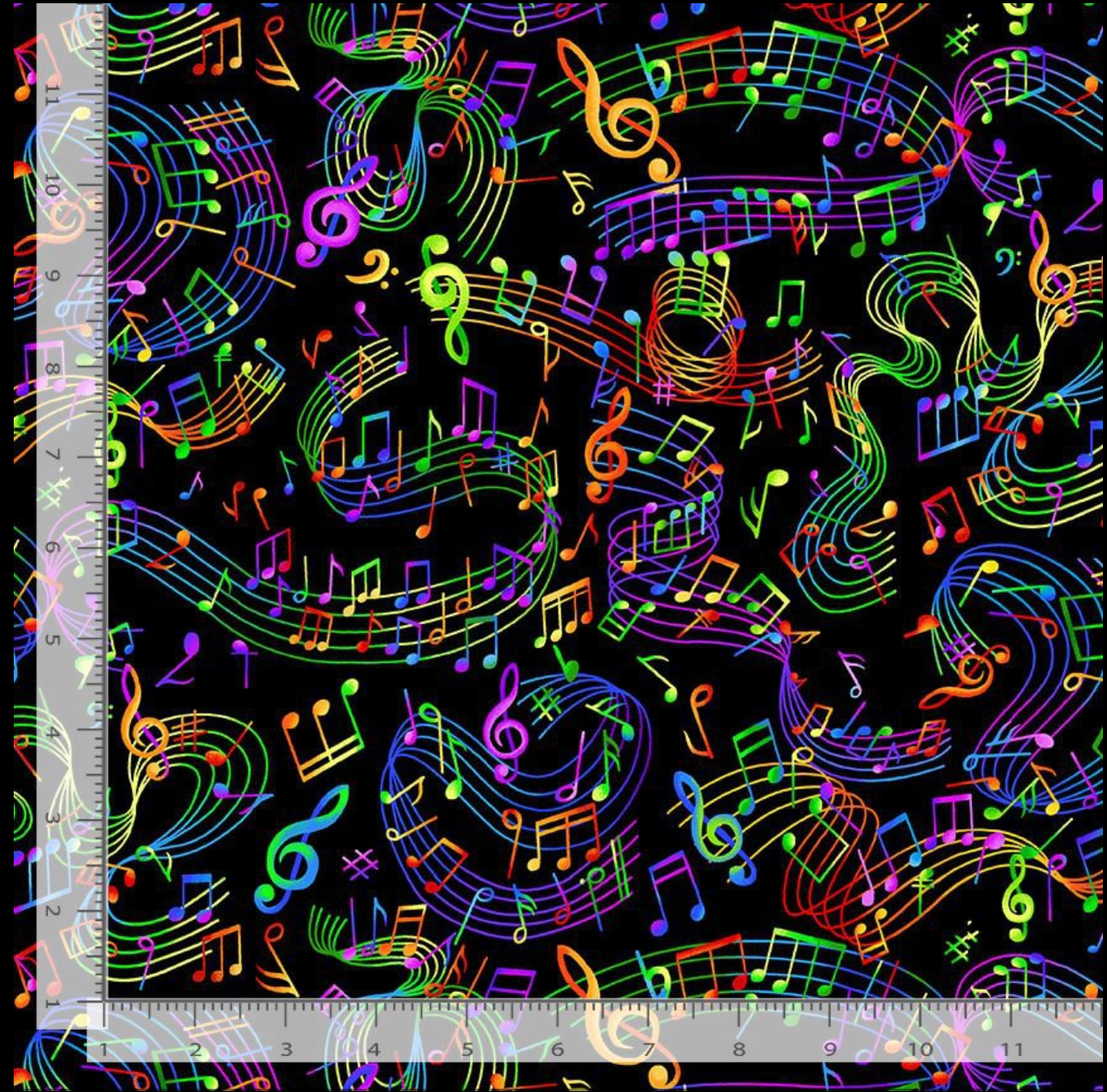 Painted Guitar Multi Music Notes Fabric by Timeless Treasures