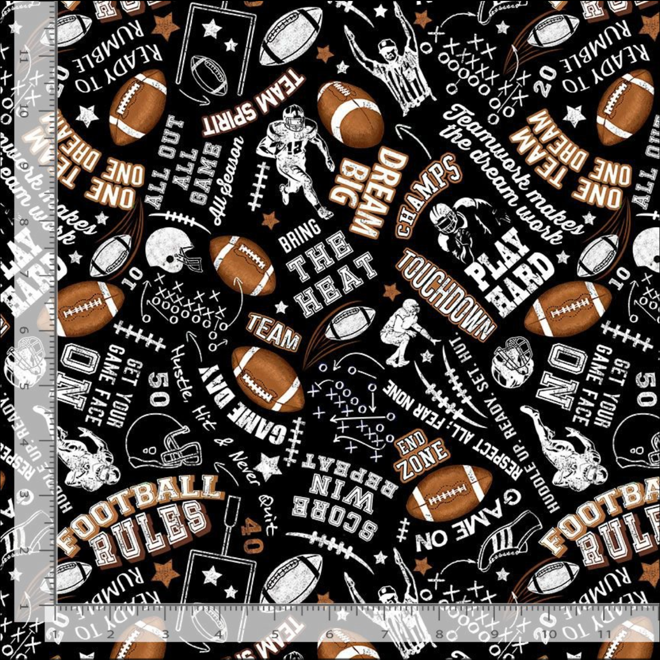 Football Rules text fabric from Fitness Fanatic collection by Timeless Treasures – sports cotton fabric for quilting and crafts.