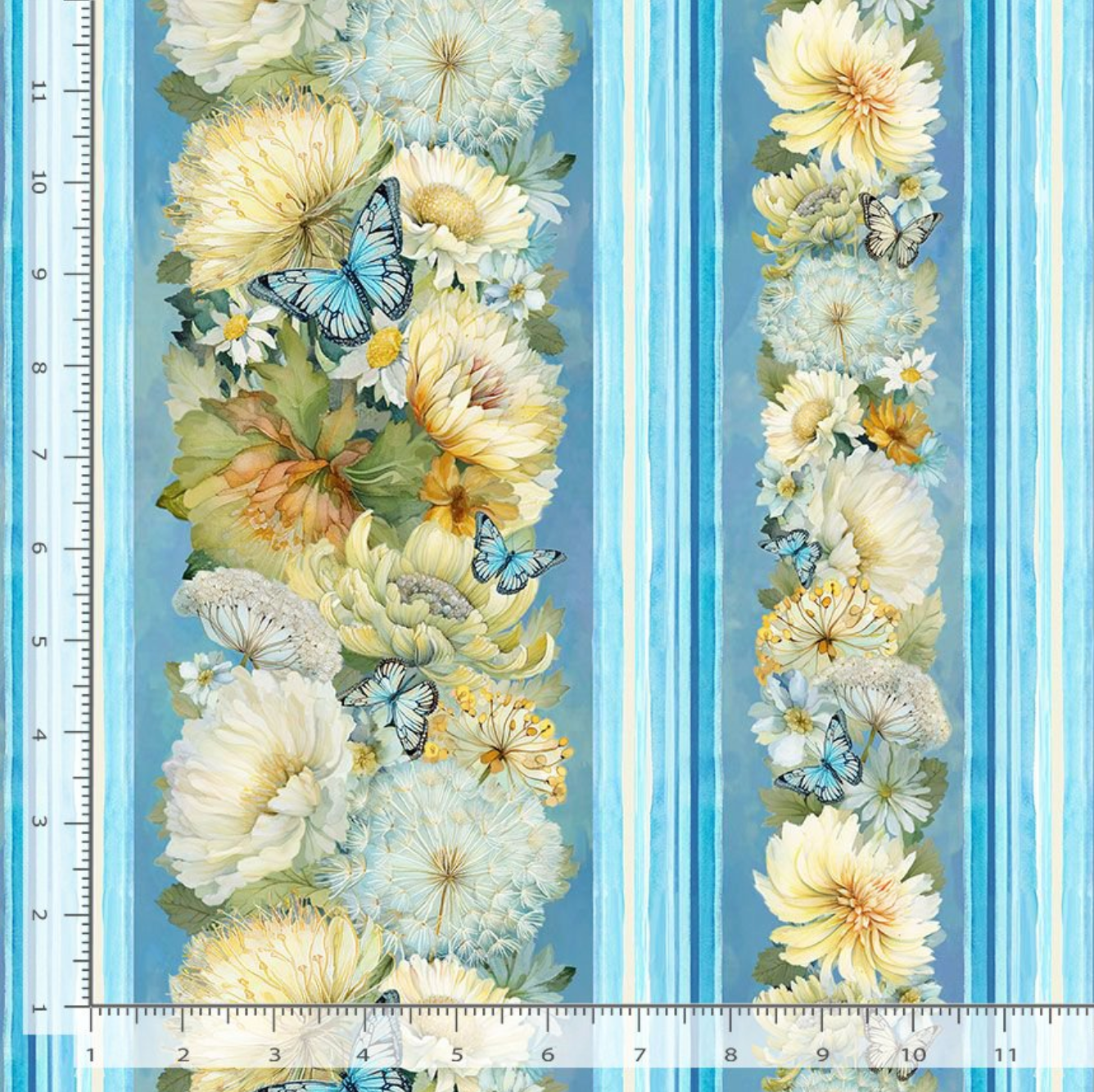 Forest Whisper Floral 11" Stripes fabric by Timeless Treasures – cotton quilting fabric with wide floral stripe design.