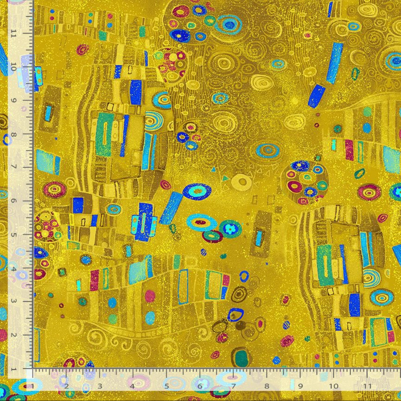 Gilded Plume Abstract Metallic Shapes fabric by Chong-A Hwang for Timeless Treasures – bold design with shimmering gold accents.