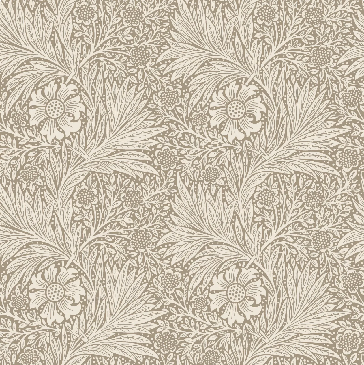 Marigold – Biscuit Bexleyheath cotton lawn by Morris & Co. for FreeSpirit featuring classic William Morris scrolling florals in a soft biscuit palette.