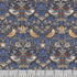 Mini Strawberry Thief Inky Bexleyheath cotton lawn fabric by The Original Morris & Co. featuring birds and flowers in blue and gold tones by Free Spirit Fabrics.