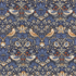 Mini Strawberry Thief Inky Bexleyheath cotton lawn fabric by The Original Morris & Co. featuring birds and flowers in blue and gold tones by Free Spirit Fabrics.