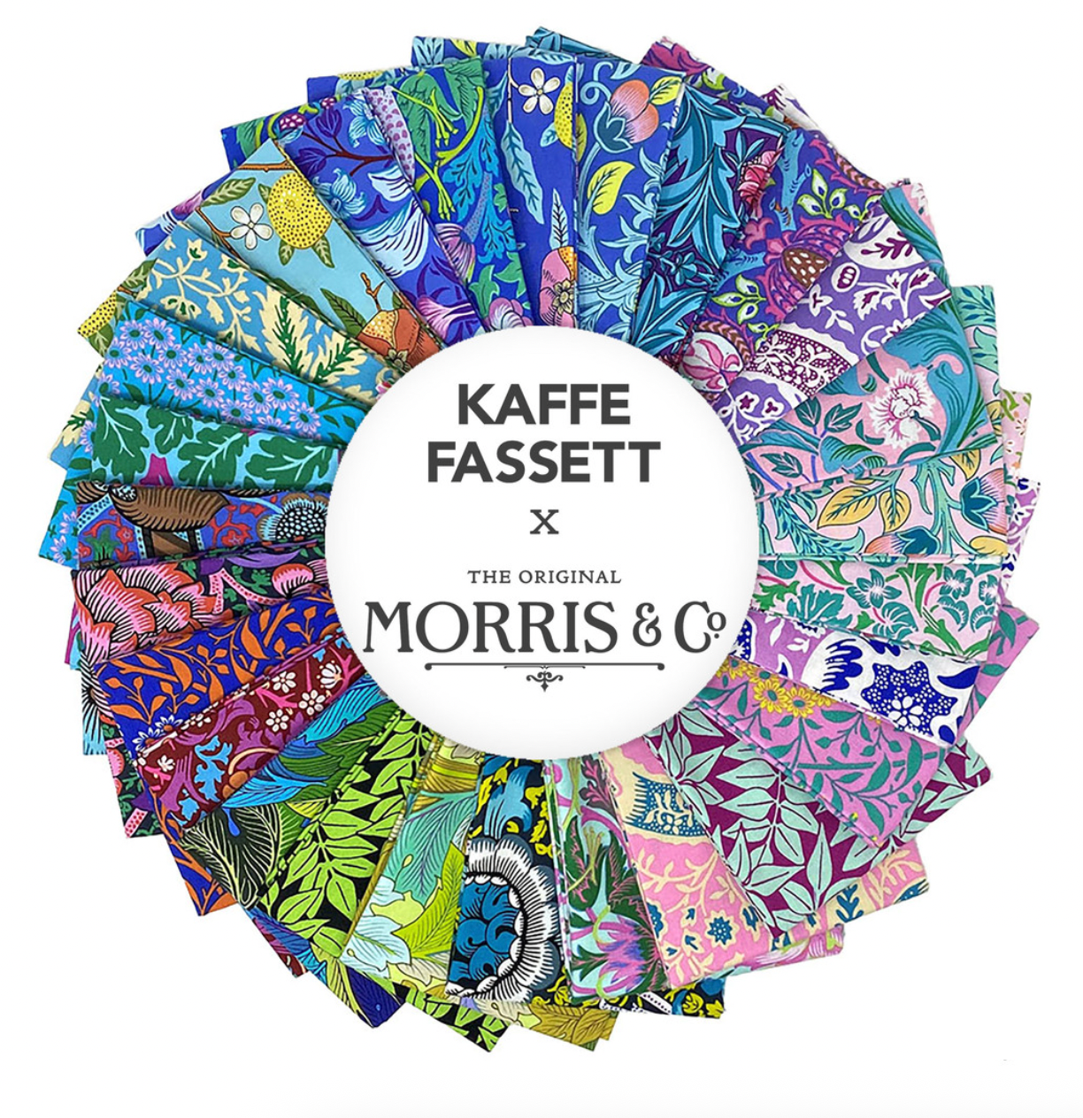 Kaffe x Morris & Co. Fat Quarter Bundle by Kaffe Fassett and The Original Morris & Co. featuring 32 coordinated precut cotton fabrics.