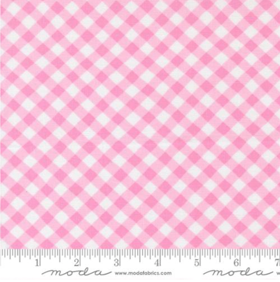 Pink and white gingham check fabric from the Pick Me collection by Me & My Sister Designs for Moda Fabrics