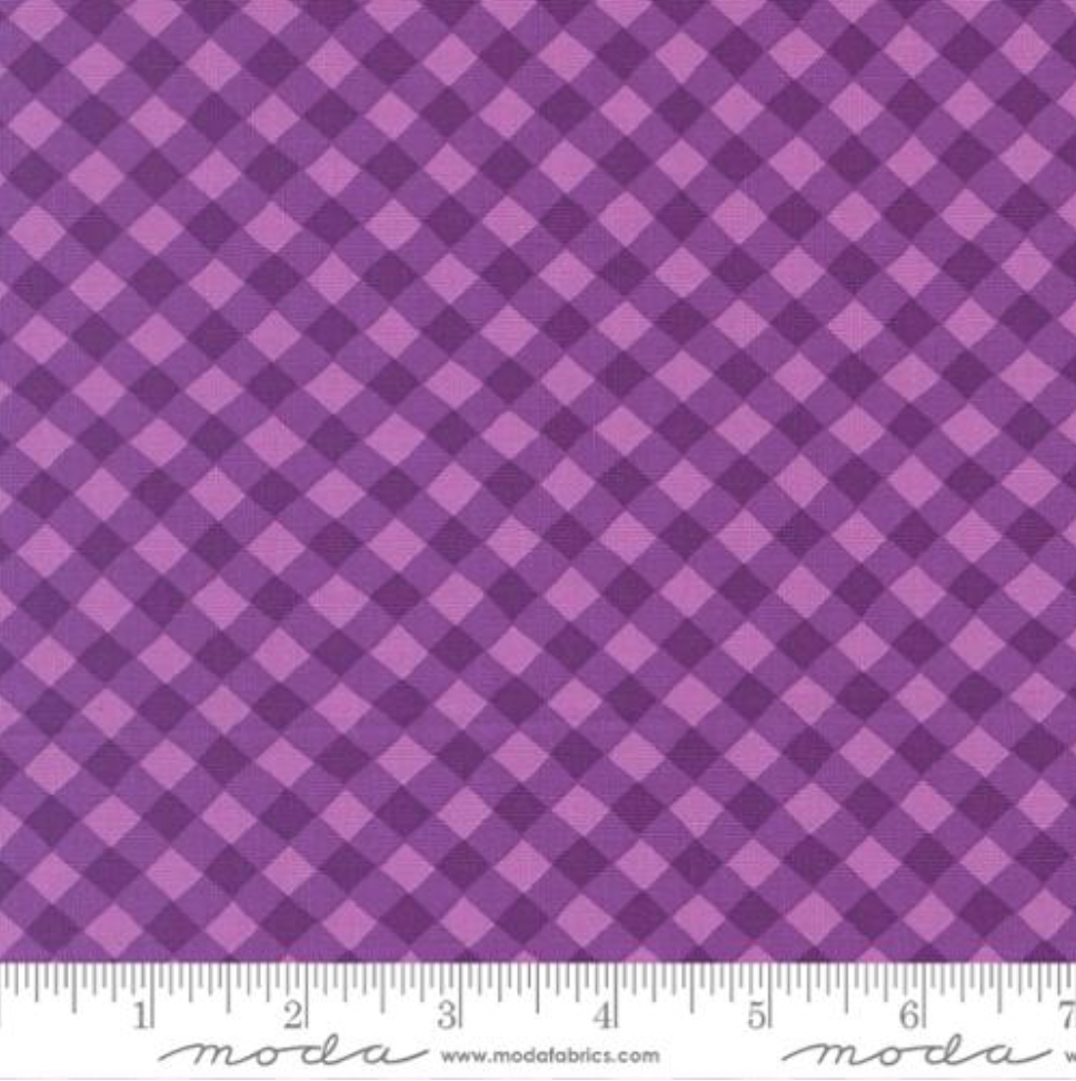 Purple and berry-tone gingham print fabric from the Pick Me collection by Me & My Sister Designs for Moda Fabrics.