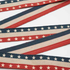 1-inch red, white, and blue Americana twill tape ribbon with stars and stripes on a 25-yard roll by Moda Fabrics.