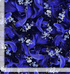 Metallic koi fish and floral fabric in deep blue and gold from the Moonlight collection by Chong-a Hwang.