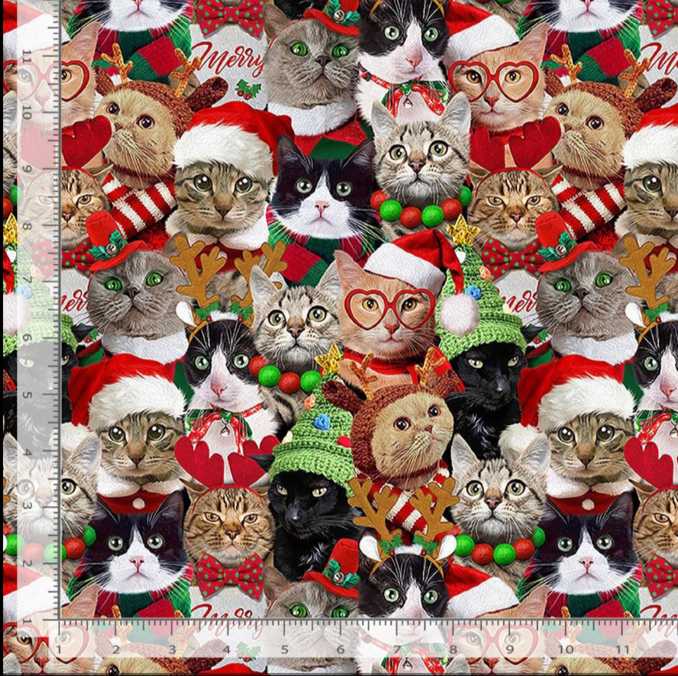 Christmas cheer holiday cats quilting cotton fabric by Timeless Treasures