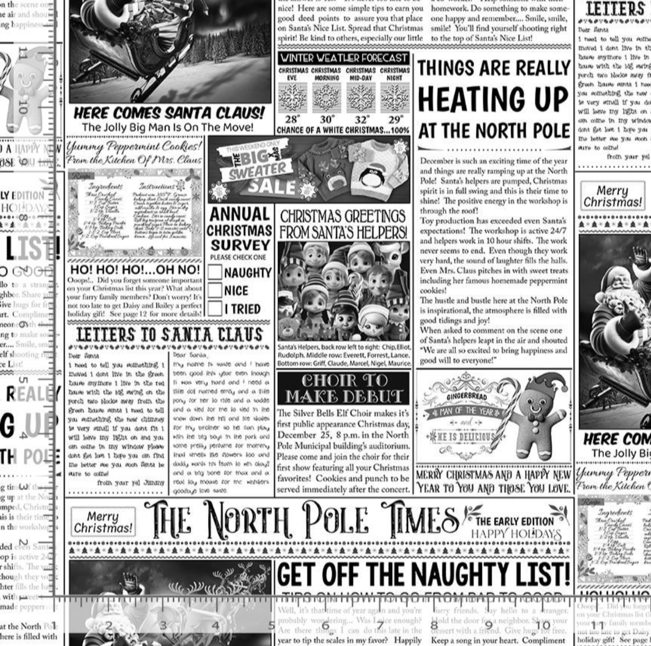 North Pole News Christmas quilting cotton fabric by Timeless Treasures