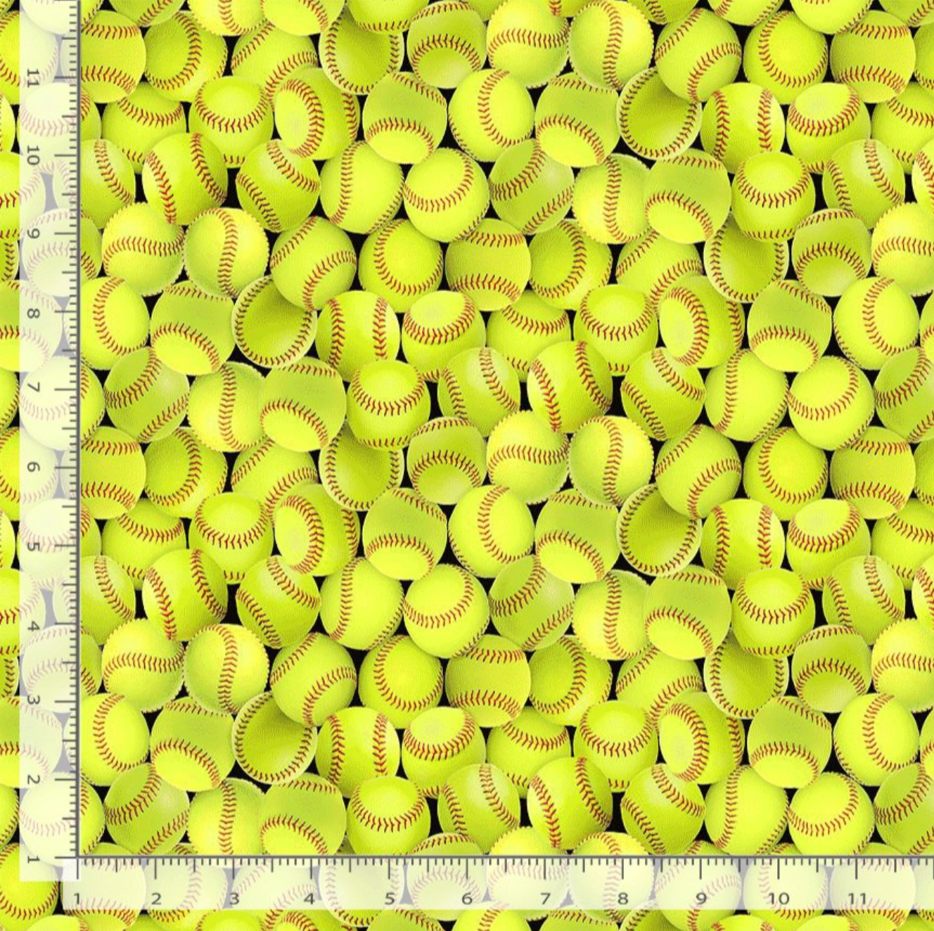 Packed softball quilting cotton fabric by Timeless Treasures